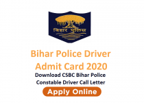 Bihar Police Driver Admit Card 2020 | Download CSBC Bihar Police Constable Driver Call Letter