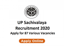 UP Sachivalaya Recruitment 2020 for 87 Various Vacancies, Apply Online Now